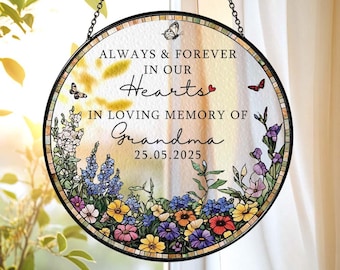 Memorial Stained Glass Suncatcher Sympathy Gift, Family Memorial Ornament Loss Of Mom Gift, Dad Remembrance Gift, In Loving Memory, Mom Loss