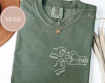 Custom Dad Fist Bump Shirt with Kids Names, Custom Shirt Gift for Papa, New Dad Shirt, Fathers Day Gift For Husband, Gift For Grandpa
