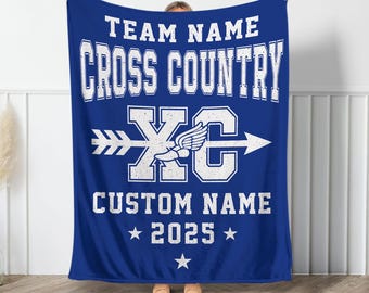 Manta personalizada para cross country, regalo para equipo deportivo, regalo para entrenador de cross country, regalo para equipo de corredores, regalo para personas mayores, manta personalizada con nombre.