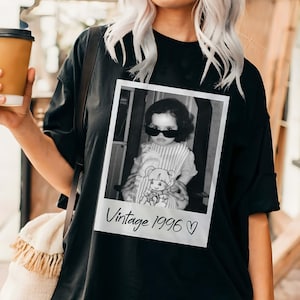 Custom Birthday Shirt Vintage Photo And Year With Picture 30th 40th Birthday Party Vintage EST 1996 1986 Mothers Day Personalized Throwback image 7