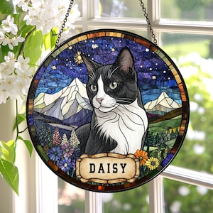 Personalized Dog Portrait Stained Glass Suncatcher, Custom Pet Memorial Cat Loss Keepsake, Pet Loss Gift image 5