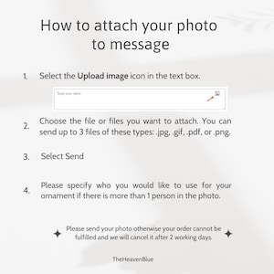 May include: Instructions on how to attach a photo to a message. The image shows a text box with an upload image icon, and a list of steps to follow. The text box says "Type your reply".