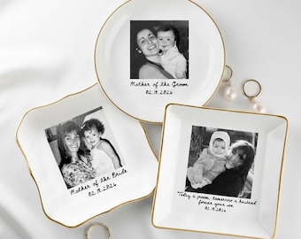 Custom Photo Mother of The Groom Ring Dish, Mother of The Bride Jewelry Tray, Wedding Favors Gift For Mom