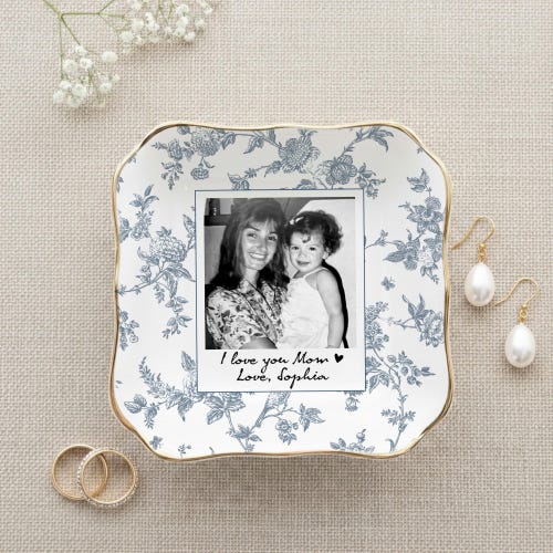 Cadeau photo pour maman, cadeau d'anniversaire de maman, porte-bijoux, toile de jouy plateau de bibelots photo souvenir du jour du mariage de la mère de la mariée