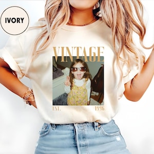 Camiseta de cumpleaños personalizada, camiseta con foto vintage, regalo de cumpleaños número 30, camiseta con foto personalizada, camiseta de cumpleaños vintage, camiseta retro de cumpleaños número 40 imagen 5