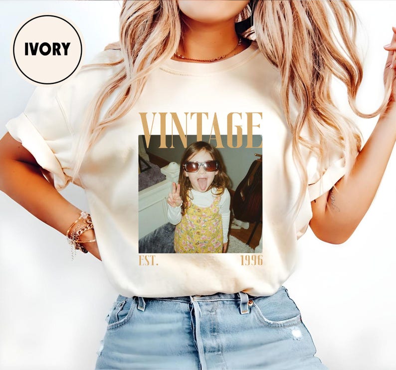 Camiseta de cumpleaños personalizada, camiseta con foto vintage, regalo de cumpleaños número 30, camiseta con foto personalizada, camiseta de cumpleaños vintage, camiseta retro de cumpleaños número 40 imagen 5