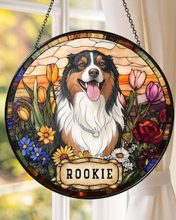 Personalized Dog Portrait Stained Glass Suncatcher, Custom Pet Memorial Cat Loss Keepsake, Pet Loss Gift By TheHeavenBlue Designed by TheHeavenBlue 3 years on Etsy