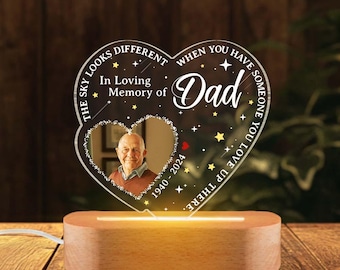 Custom Photo Memorial Night Light, Dad Remembrance In Loving Memory Stand Gift, Mom Loss LED Light, Memorial Picture Gift For Loss of Father