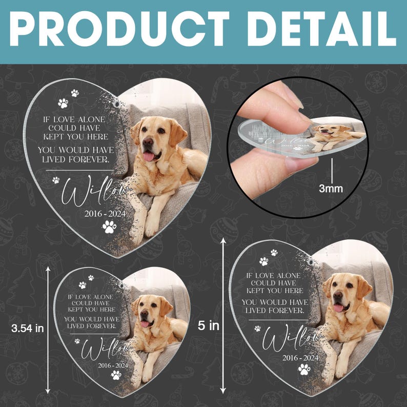 Custom Dog Photo Ornament, Dog Memorial Ornament, Personalized Dog Ornament, Forever Loved Dog Ornament, Pet Loss Keepsake,Dog Memorial Gift image 19