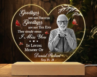 Custom Photo Memorial Night Light, Dad Remembrance In Loving Memory Stand, Mom Loss Night Light, Memorial Picture Gift, Loss of Father Gift