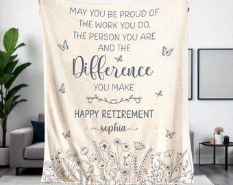 Personalized Retirement Blanket Gift, Custom Retirement Gift For Boss Co Worker, Officially Retired Gift For Her, Teacher Retirement Nurse