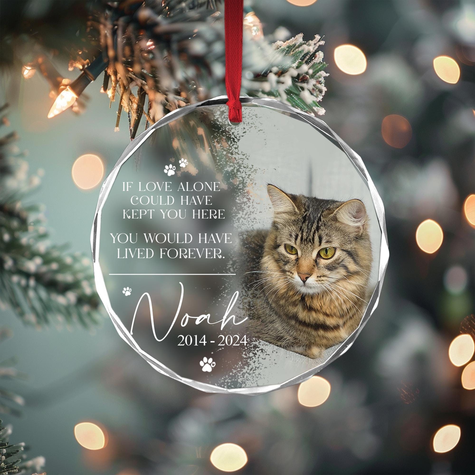 Personalized Cat Memorial Ornament - Acrylic Keepsake For Pet Loss, Custom Name & Date, Christmas Tree Or Home Decor