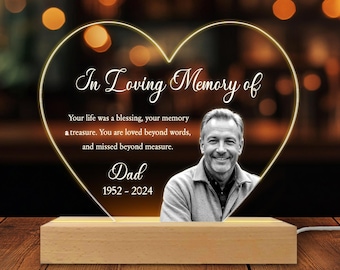 Custom Photo Memorial Night Light, Dad Remembrance In Loving Memory Stand, Memorial Picture Gift, Mom Loss Night Light, Loss of Father Gift