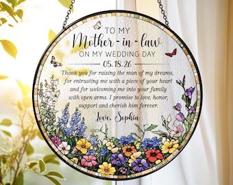 Personalized Mother-in-Law Stained Glass Suncatcher Gift for Mother of the Groom Wedding Favors Bridal Shower Gifts from Bride
