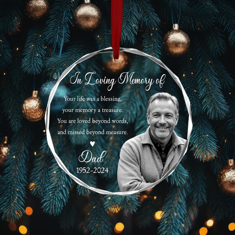 Custom Photo Memorial Ornament, Dad Remembrance Christmas Ornament