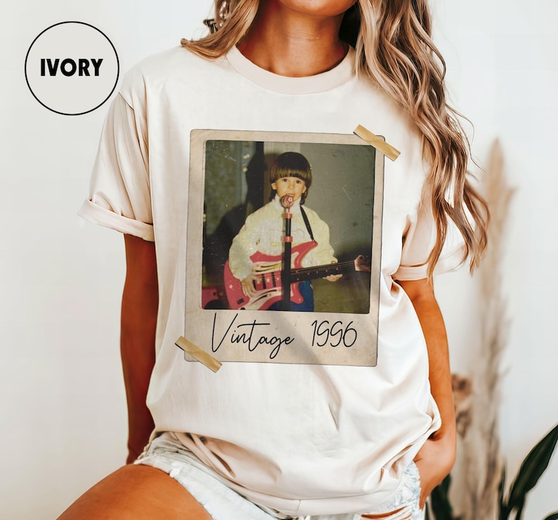 Custom Vintage Photo And Year, Custom Shirt With Picture Personalized 30th Birthday Gift Vintage 30th Birthday Party Vintage Est 1995 Shirt image 5