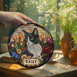 Personalized Dog Portrait Stained Glass Suncatcher, Custom Pet Memorial Cat Loss Keepsake, Pet Loss Gift image 6
