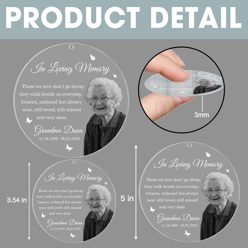 Custom Photo Memorial Ornament, Mom Remembrance Christmas Ornament