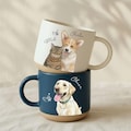 Personalized Watercolor Photo Pet Pottery Mug, Pet Portrait Coffee Cup Gift For Cat Dog Lovers, Custom Dog Remembrance Gifts, Cat Mugs