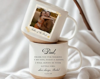 Personalized Pottery Mug For Father of the Bride Father of the Bride Groom, Vintage Picture Mug Gift, Wedding Favor Gift, Father's Day Gift