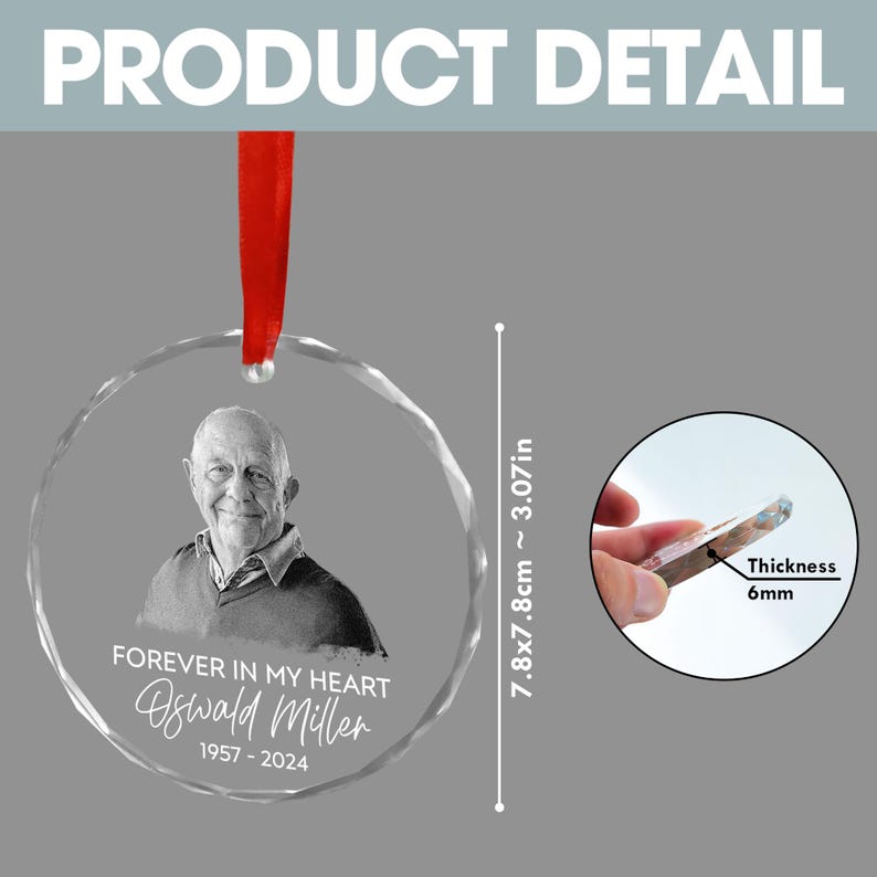 Custom Photo Memorial Ornament, Dad Remembrance Christmas Ornament