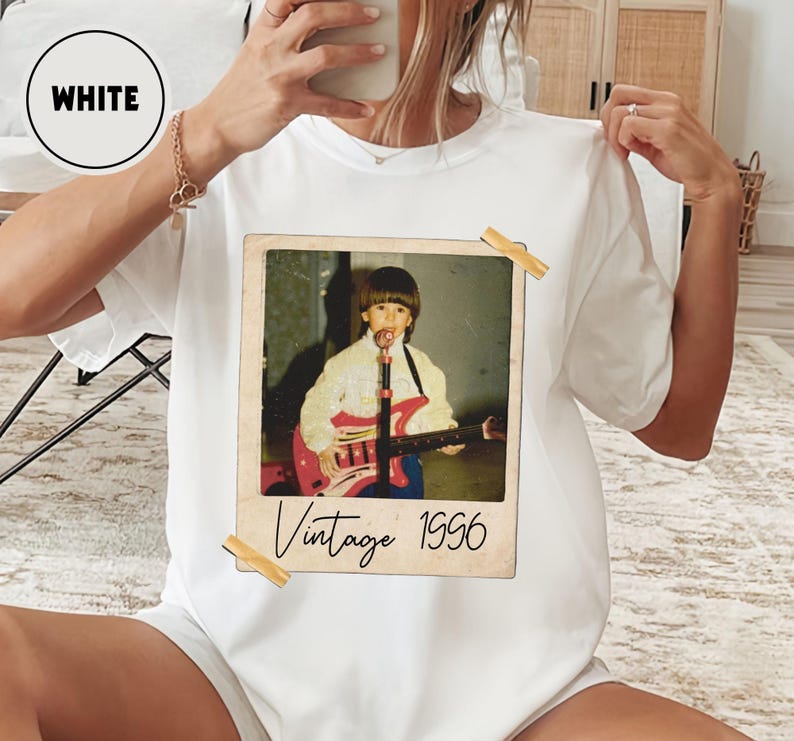 Custom Vintage Photo And Year, Custom Shirt With Picture Personalized 30th Birthday Gift Vintage 30th Birthday Party Vintage Est 1995 Shirt image 8