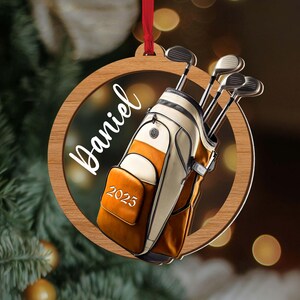 Custom Name Golf Christmas Ornament, Personalized Golf Backpack Ornament, Golf Club Keepsake, Golfer Gift, Golf Lover Gift, Golf Player Gift bild 4