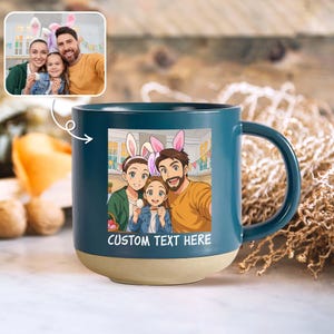 Custom Coffee Mug Cartoon Photo, Personalized Picture Coffee Cup Anniversary Gift for Him Her, Text Cartoon Photo Coffee Mug Birthday Gift
