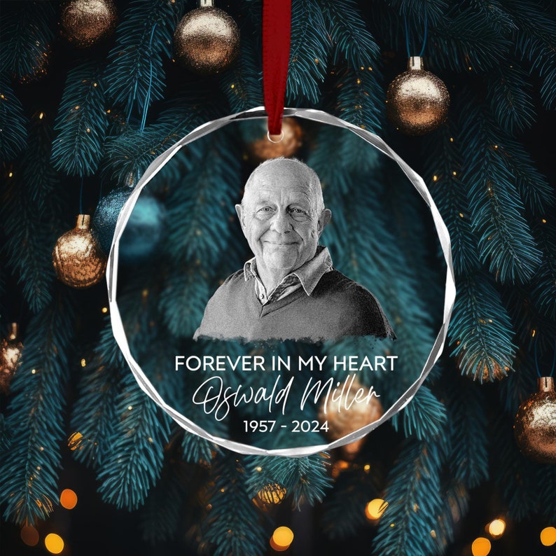 Custom Photo Memorial Ornament, Dad Remembrance Christmas Ornament