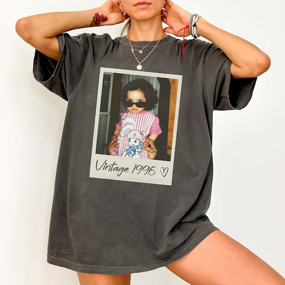 Custom Birthday Shirt Vintage Photo And Year With Picture 30th 40th Birthday Party Vintage EST 1996 1986 Mothers Day Personalized Throwback