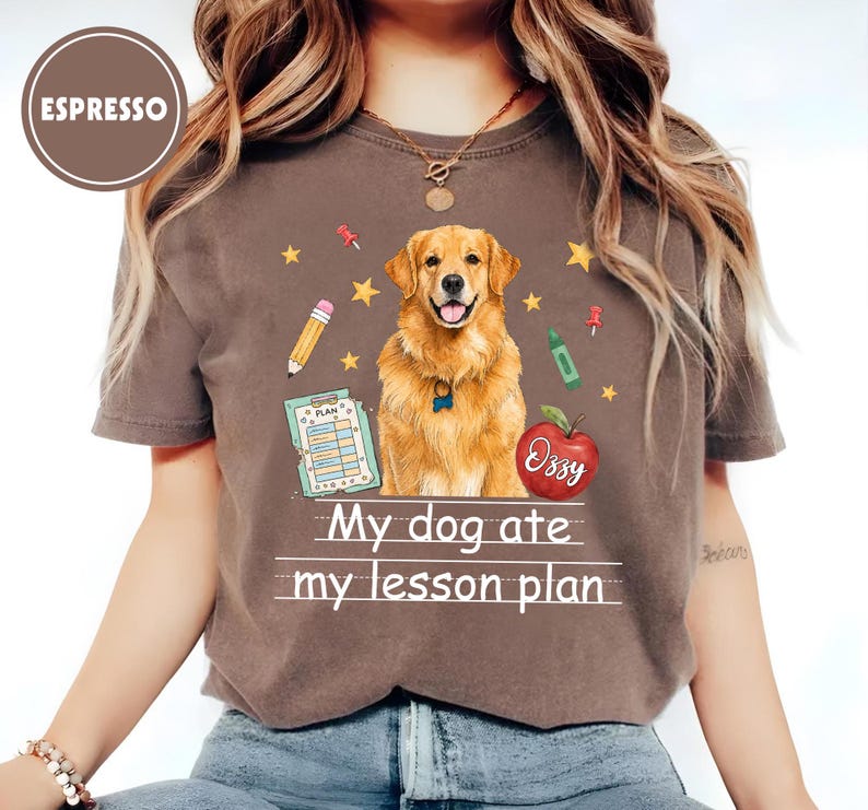 Camiseta personalizada para profesores: Mi perro se comió mi plan de clase, Camiseta divertida para profesores, Camiseta personalizada para profesores con temática de perros, Vida de profesora perruna, Regalo de agradecimiento para profesores imagen 5