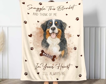 Personalized Dog Memorial Photo Blanket Gift, Dog Loss Pet Memory Gifts, Pet Loss Keepsake Remembrance Gift For Dog Mom Dad Bereavement Gift