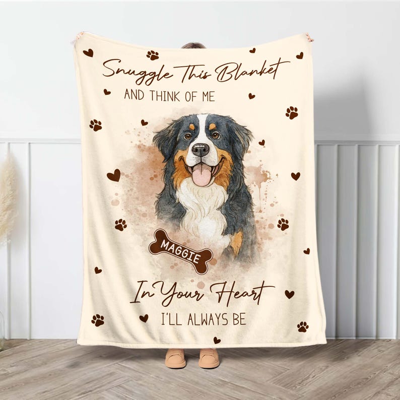 Personalized Dog Memorial Photo Blanket Gift, Dog Loss Pet Memory Gifts ...