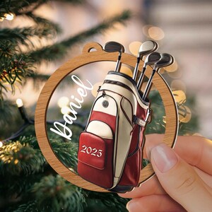 Custom Name Golf Christmas Ornament, Personalized Golf Backpack Ornament, Golf Club Keepsake, Golfer Gift, Golf Lover Gift, Golf Player Gift bild 5