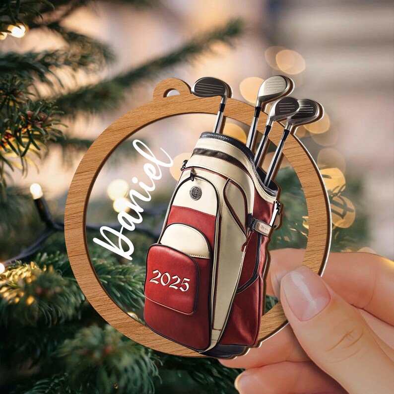 Custom Name Golf Christmas Ornament, Personalized Golf Backpack Ornament, Golf Club Keepsake, Golfer Gift, Golf Lover Gift, Golf Player Gift bild 5