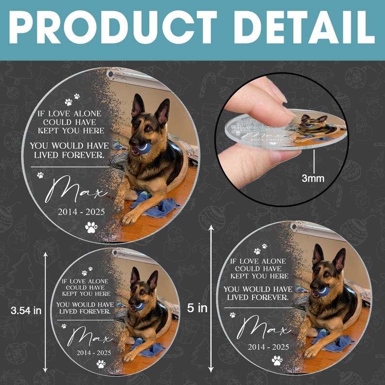 Custom Dog Photo Ornament, Dog Memorial Ornament, Personalized Dog Ornament, Forever Loved Dog Ornament, Pet Loss Keepsake,Dog Memorial Gift image 18