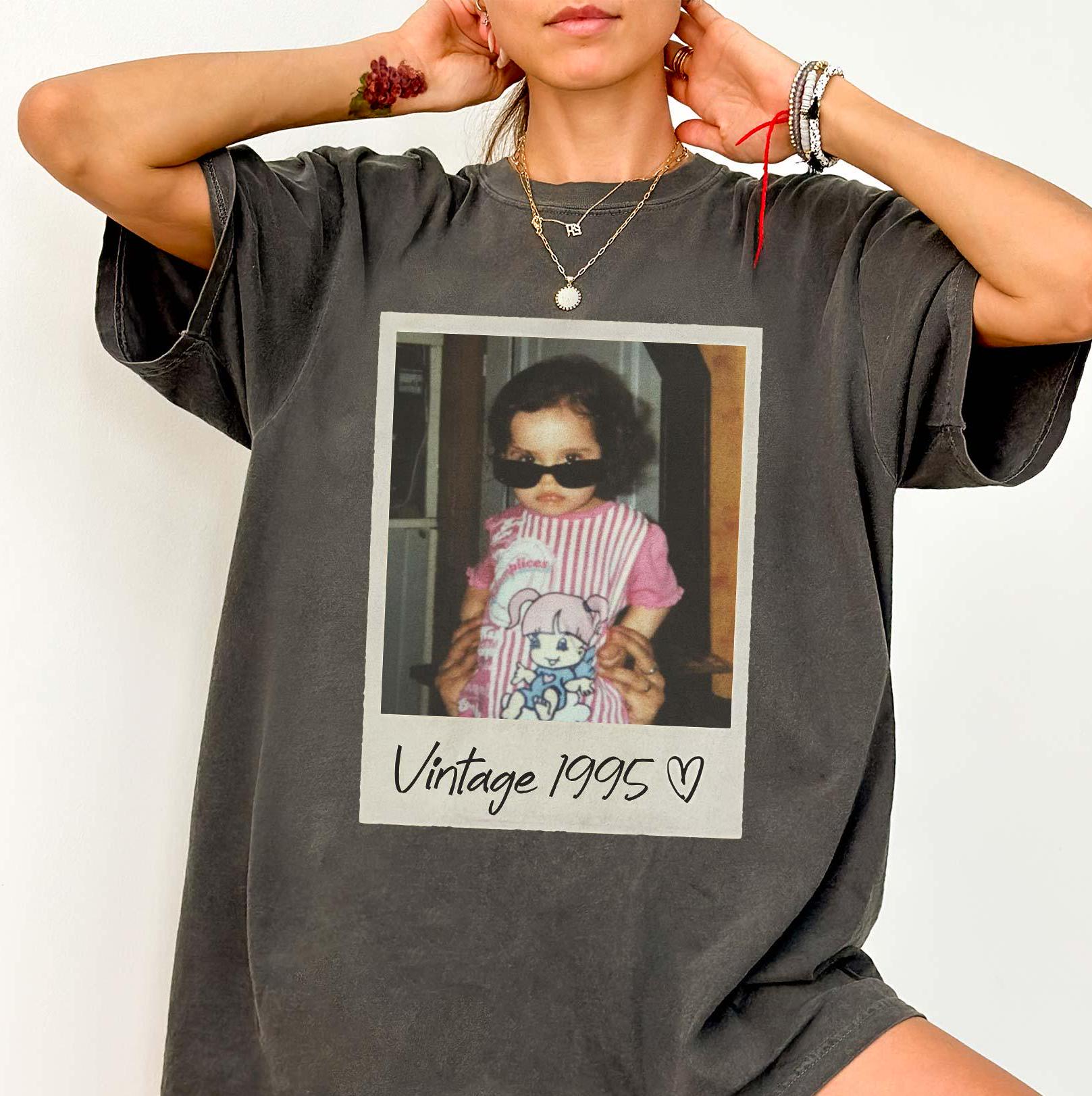 Custom Birthday Shirt Vintage Photo And Year With Picture 30th 40th Birthday Party Vintage EST 1995 1984 Mothers Day Personalized Throwback