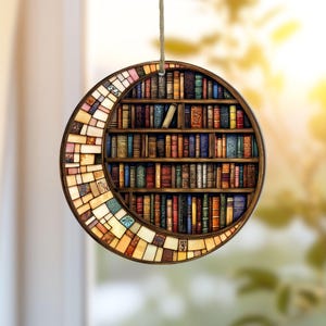 Book Suncatcher Window Decor, Book Club Fantasy Book Lover Gift 2 Layer Ornament, Book Reader Gift, Bookish Librarian Gift Bookshelf Decor