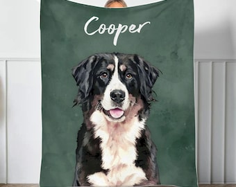 Custom Pet Blanket Using Pet Photo + Name Custom Dog Portrait Blanket Personalized Dog Blankets Cat Picture Blanket Pet Photo Dog Dad Gift