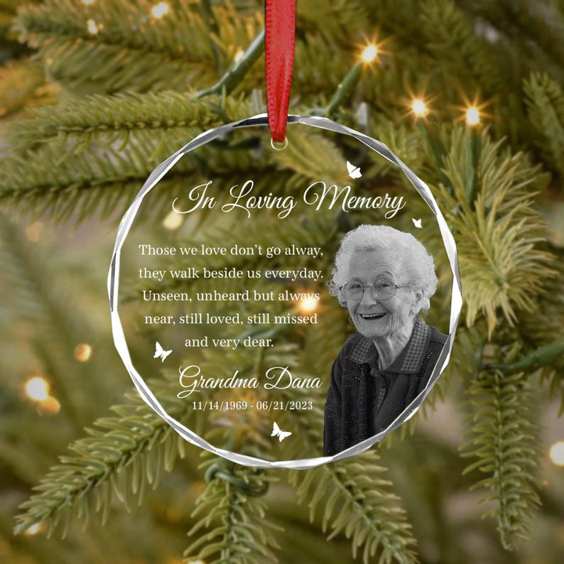 Custom Photo Memorial Ornament, Mom Remembrance Christmas Ornament