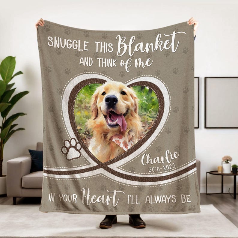 Personalized Dog Memorial Photo Blanket Gift, Dog Loss Pet Memory Gifts ...