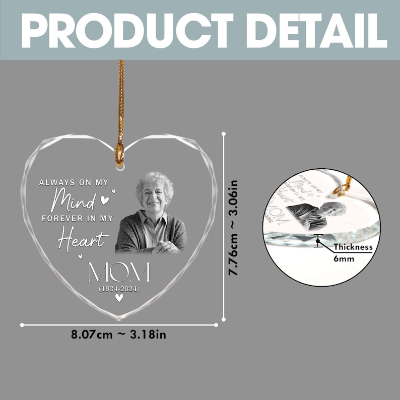 Custom Photo Memorial Ornament, Dad Remembrance Christmas Ornament