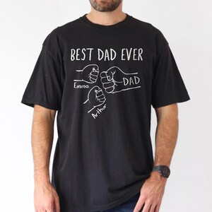 Custom Dad Fist Bump Shirt with Kids Names, Best Dad Ever Gift for Papa, New Dad Shirt, Fathers Day Gift For Husband, Gift For Dad Grandpa