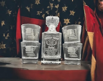 Engraved Donald Trump Whiskey Decanter Set – Presidential Gift