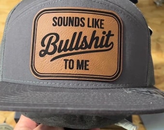 Funny Leather Patch Trucker Hat, Blue Collar Work Snapback