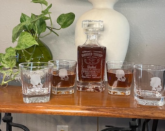 Engraved Donald Trump Decanter Set: MAGA Whiskey Glasses
