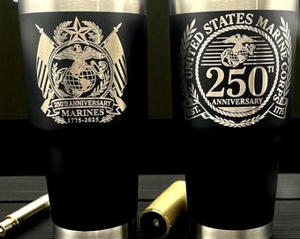 USMC 250th Anniversary Tumbler – Marine Corps 1775-2025 Engraved Gift 30oz, 20oz, or 12oz Lowball