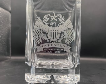 250th Anniversary Decanter Set | Engraved USA Patriotic Glass | Whiskey Bourbon Gift
