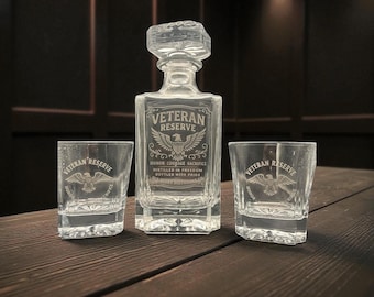 Personalized Military Whiskey Decanter Set – Veterans Reserve Gift