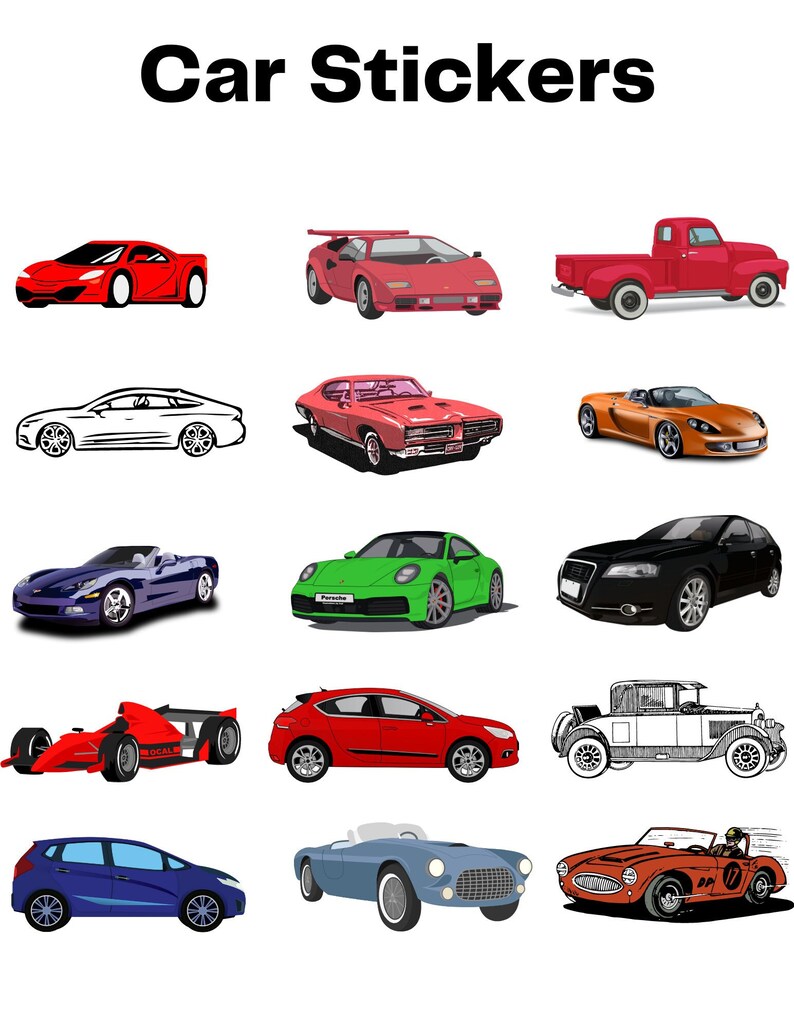 Cars and Trucks Sticker Pack - Etsy